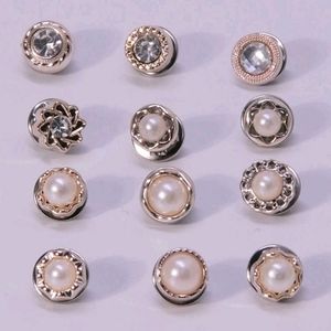 12pcs Rhinestone & Faux Pearl Decor Scarf Pin